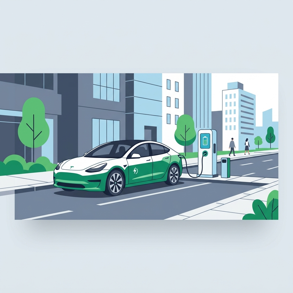 Illustration stationnement voiture électrique